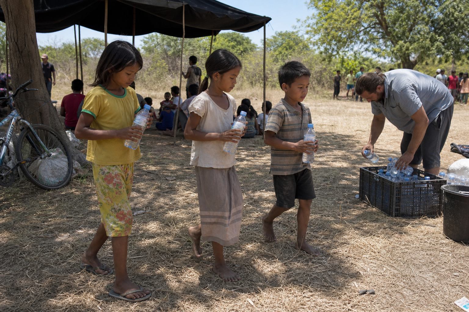 Clean-water bottles after meal support